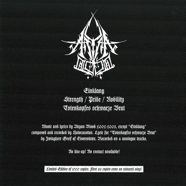 Aryan Blood - Strength / Pride / Nobility / The Chant Of Barbarian Wolves (7" VINYL) | Near Mint (NM) Near Mint (NM)-Classic Vinyl Record