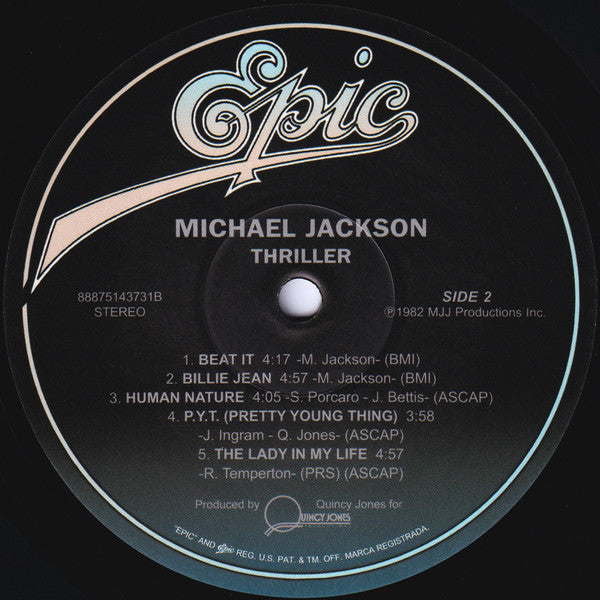 Michael Jackson Thriller Epic, MJJ Productions LP, Album, RE, RP Mint (M) Mint (M)-Classic Vinyl Record