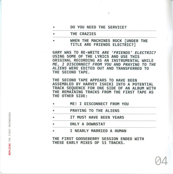 Replicas (The First Recordings)(CD) | Mint (M) Mint (M)-Classic Vinyl Record