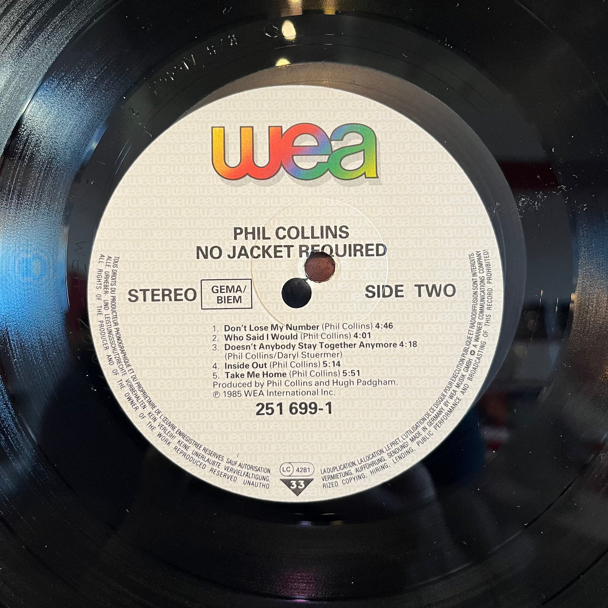 Phil Collins - No Jacket Required GERMANY | Near Mint (NM) Near Mint (NM)-Classic Vinyl Record