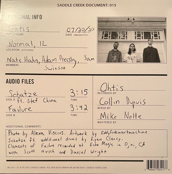 Ohtis - Schatze / Failure *7"* | Mint (M) Mint (M)-Classic Vinyl Record
