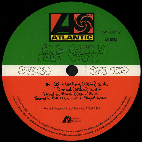 Face Value *ANALOGUE* | Mint (M) Mint (M)-Classic Vinyl Record