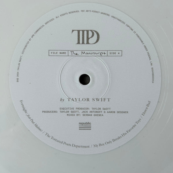 Taylor Swift - The Tortured Poets Department (GHOSTED WHITE VINYL) | Mint (M) Mint (M)-Classic Vinyl Record