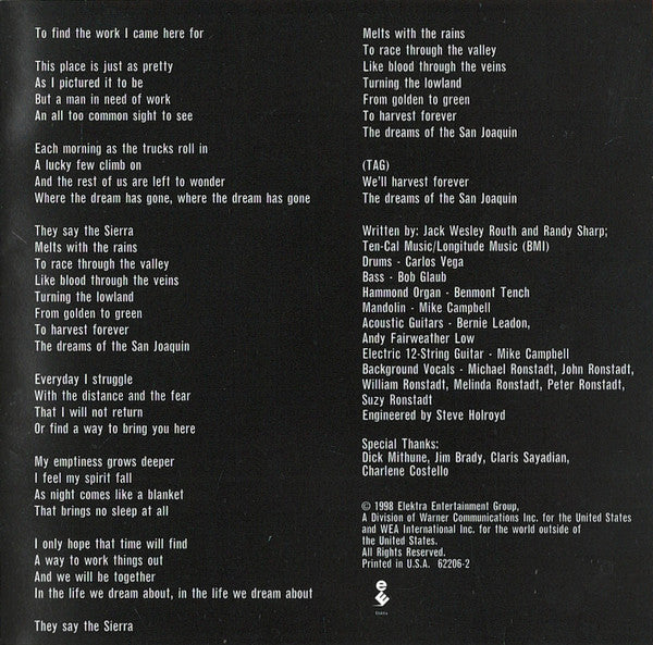 Linda Ronstadt - We Ran (CD) | Near Mint (NM) Near Mint (NM)-Classic Vinyl Record