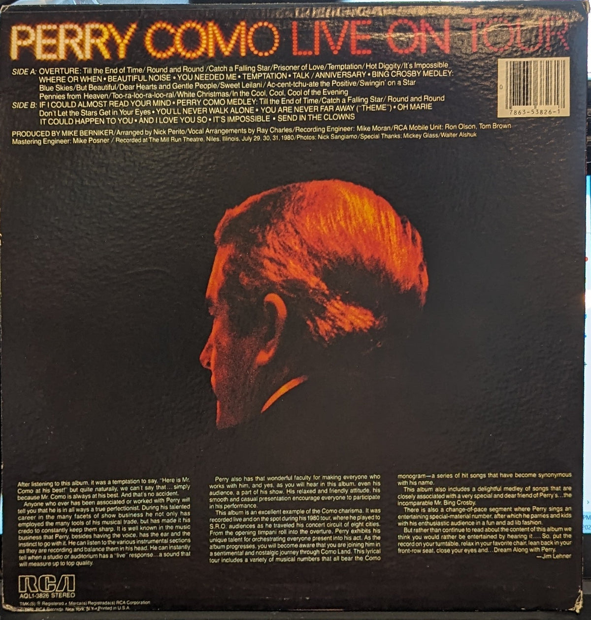 Perry Como Live On Tour | Near Mint (NM) Excellent (EX)-Classic Vinyl Record