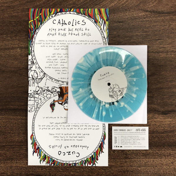 Cuzco / Catholics Split (7" VINYL) *TRANSPARENT BLUE WITH WHITE SPLATTER* | Mint (M) Mint (M)-Classic Vinyl Record