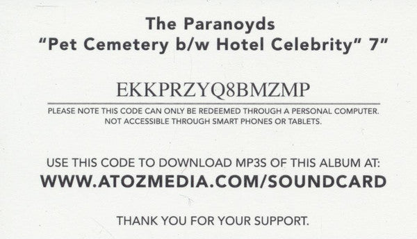 The Paranoyds - Pet Cemetery (7" VINYL) | Mint (M) Mint (M)-Classic Vinyl Record