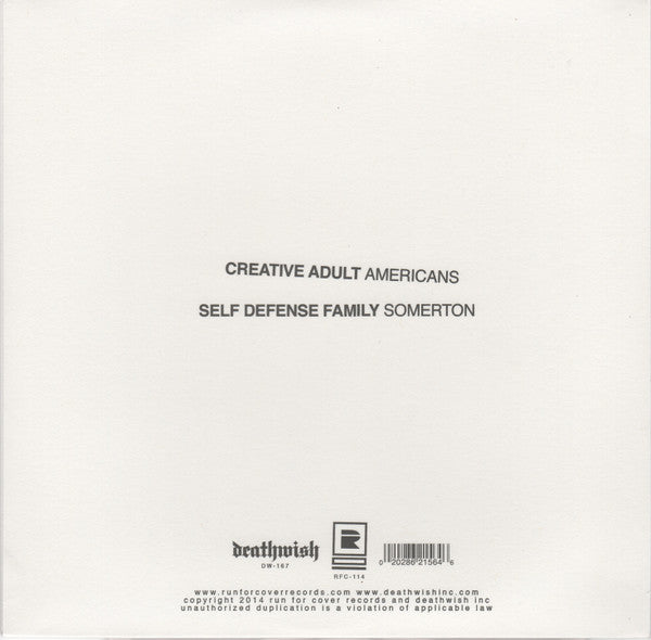 Creative Adult / Self Defense Family (7" CLEAR VINYL) | Mint (M) Mint (M)-Classic Vinyl Record