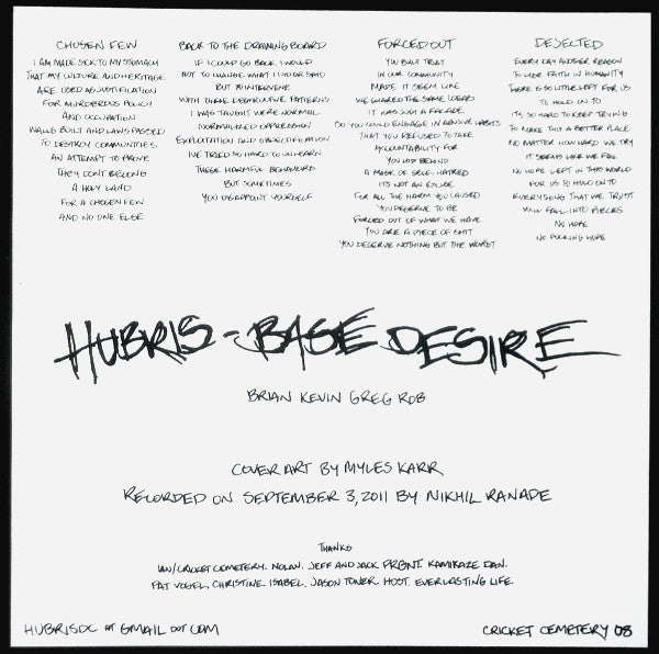 Hubris (2) - Base Desire (7" VINYL) | Mint (M) Mint (M)-Classic Vinyl Record
