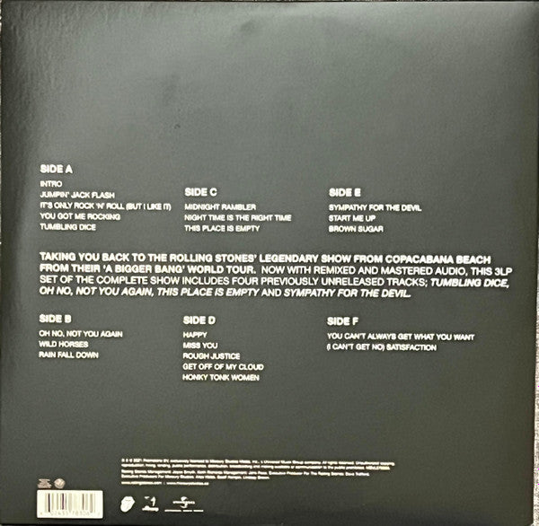 The Rolling Stones - A Bigger Bang - Live On Copacabana Beach (3xCOLOR VINYL) | Mint (M) Mint (M)-Classic Vinyl Record