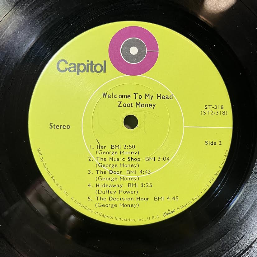 Zoot Money - Welcome To My Head (VINYL) | Excellent+ (EX+) Very Good (VG)-Classic Vinyl Record