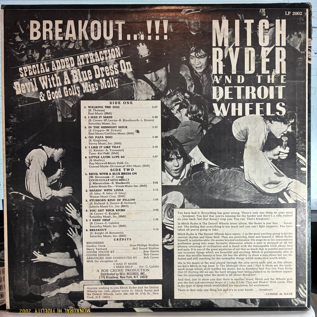 Mitch Ryder & The Detroit Wheels - Breakout…!!! (VINYL) | Excellent+ (EX+) Very Good Plus (VG+)-Classic Vinyl Record