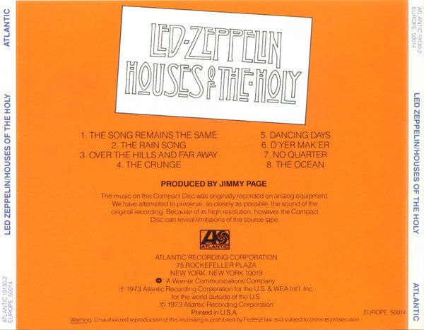 Led Zeppelin - Houses Of The Holy (CD) | Excellent+ (EX+) Near Mint (NM)-Classic Vinyl Record