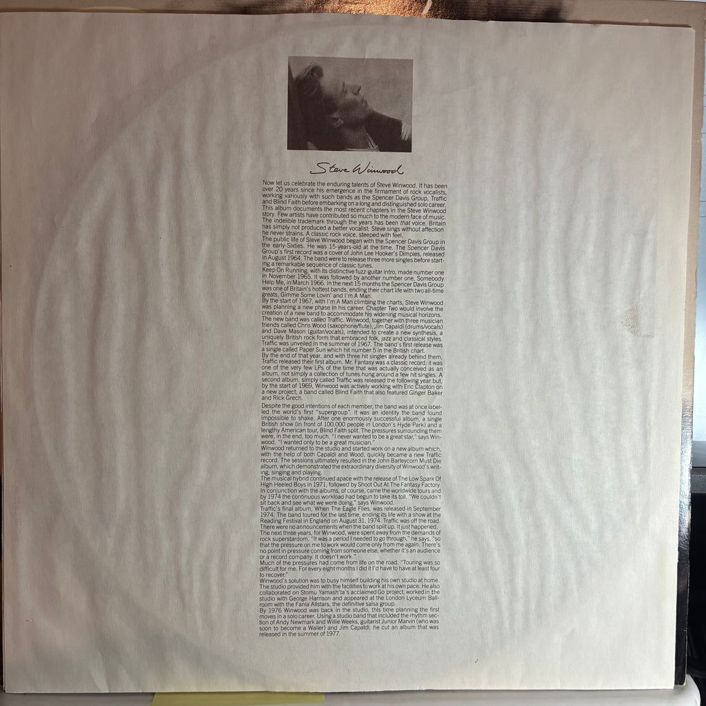 Steve Winwood - Chronicles (VINYL) | Excellent (EX) Excellent (EX)-Classic Vinyl Record