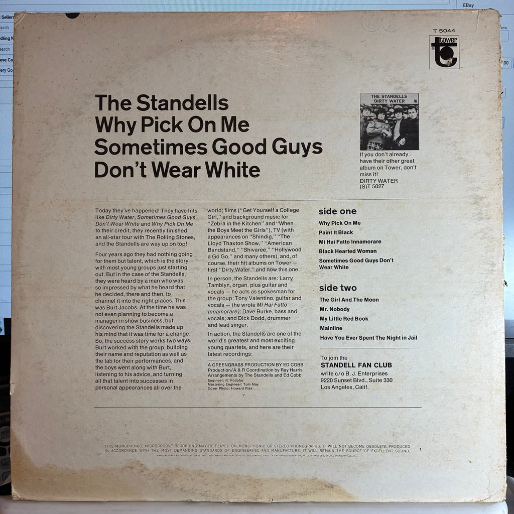 The Standells - Why Pick On Me - Sometimes Good Guys Don't Wear White (VINYL) |-Classic Vinyl Record
