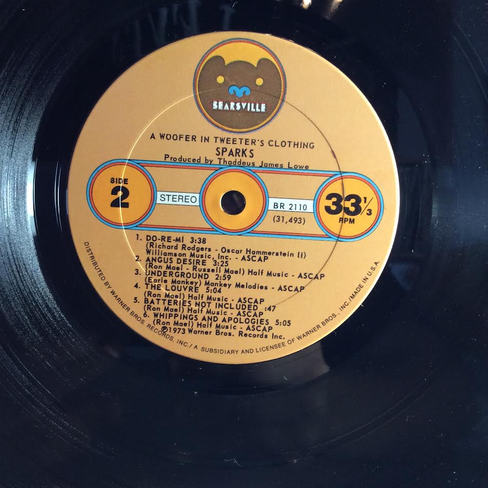 Sparks - A Woofer In Tweeter's Clothing (VINYL LP Bearsville ‎– BR 2110) | USED Excellent (EX) Very Good (VG)-Classic Vinyl Record