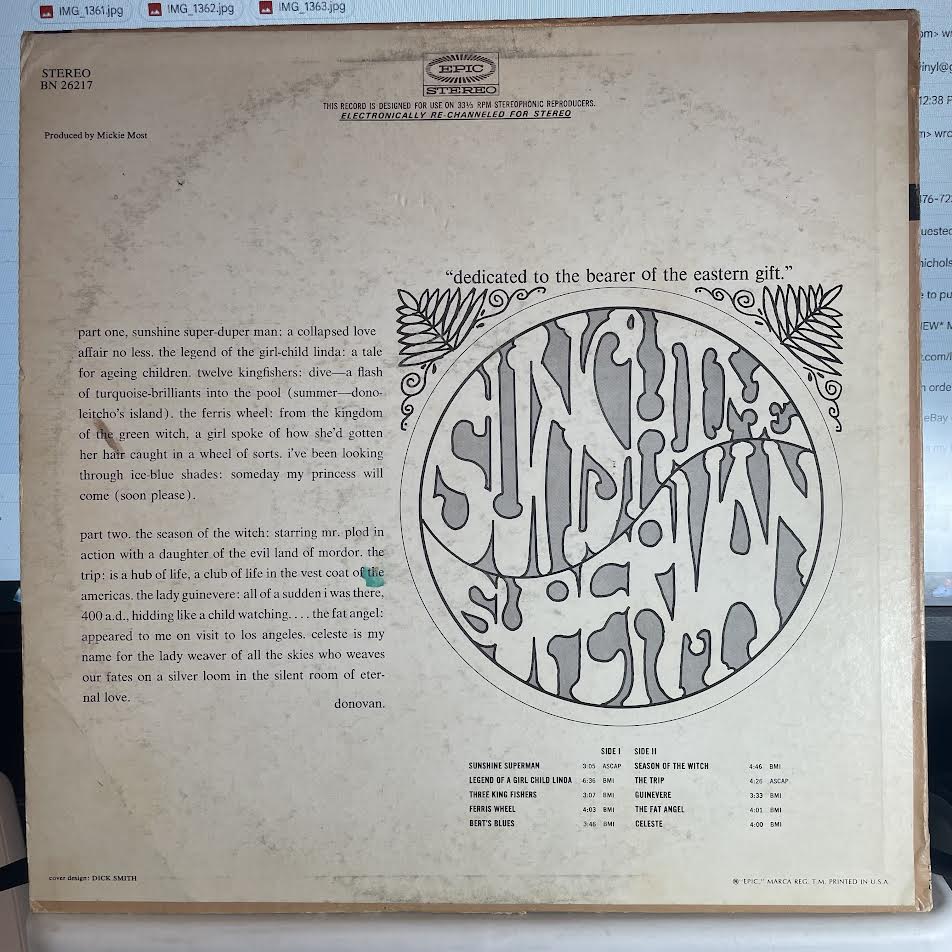 Donovan - Sunshine Superman (VINYL) | Excellent (EX) Excellent+ (EX+)-Classic Vinyl Record