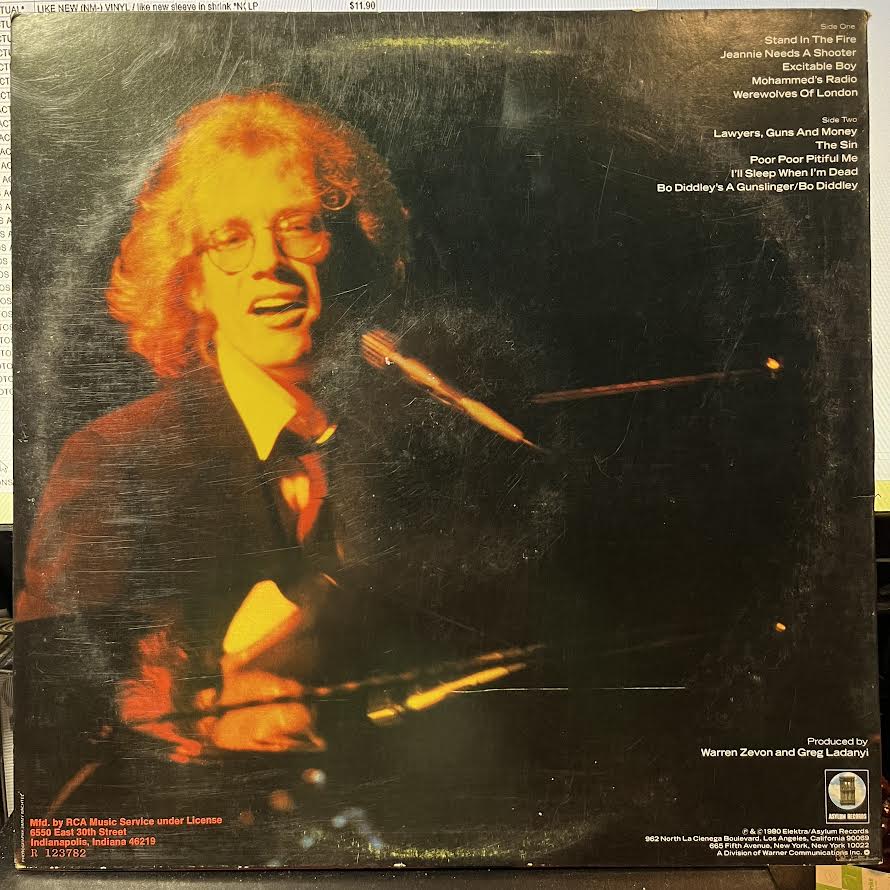 Warren Zevon - Stand In The Fire (VINYL) | Near Mint (NM) Excellent (EX)-Classic Vinyl Record