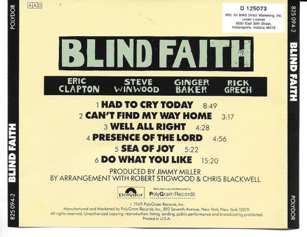 Blind Faith (2) - Blind Faith (CD) | Near Mint (NM) Near Mint (NM)-Classic Vinyl Record