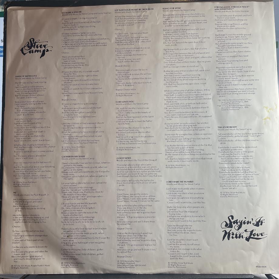 Steve Camp - Sayin' It With Love (VINYL) | Very Good Plus (VG+) Very Good Plus (VG+)-Classic Vinyl Record
