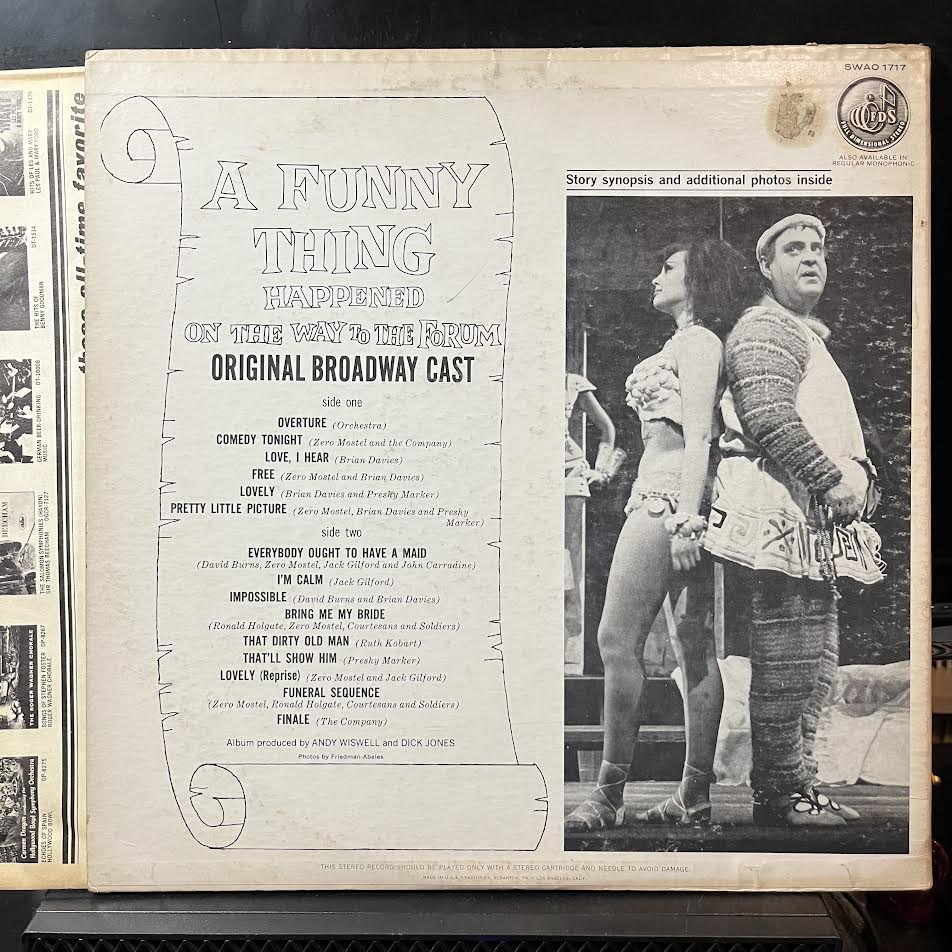 "A Funny Thing Happened On The Way To The Forum" O - A Funny Thing Happened On The Way To The Forum (VINYL) | Excellent+ (EX+) Excellent (EX)-Classic Vinyl Record