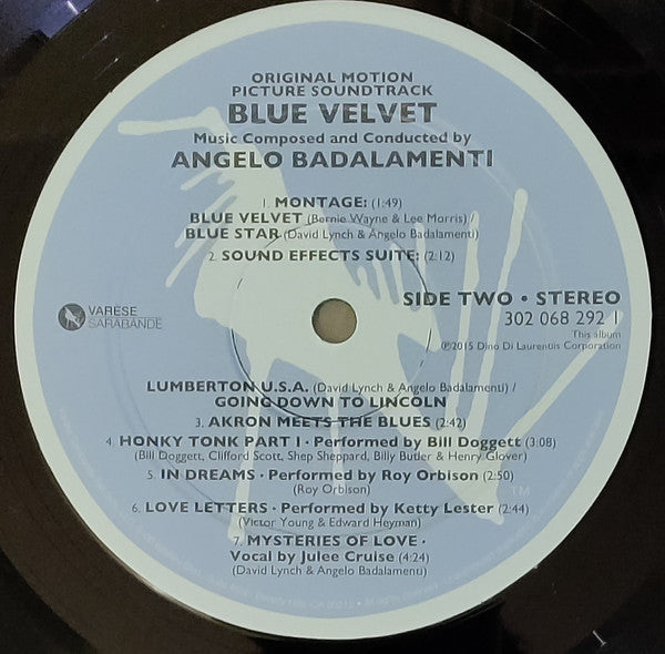 Angelo Badalamenti - Blue Velvet (Original Motion Picture Soundtrack) (VINYL) | Near Mint (NM) Near Mint (NM)-Classic Vinyl Record