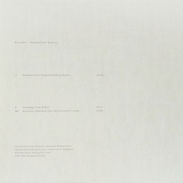 Recondite - Daemmerlicht Remixes EP (12" VINYL) | Excellent (EX) Near Mint (NM)--Classic Vinyl Record
