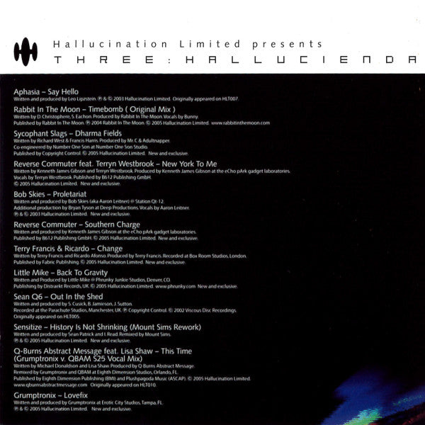 Hallucination Limited Presents: Three : Hallucienda | Mint (M) Mint (M)--Classic Vinyl Record