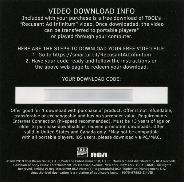 Tool (2) - Fear Inoculum (Expanded Book Edition CD RCA/Tool Dissectional 19075-97582-2) | NEW-Classic Vinyl Record