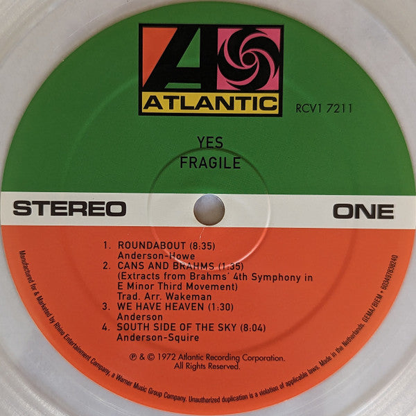 Yes - Fragile (CLEAR VINYL - REISSUE* | Mint (M) Mint (M)-Classic Vinyl Record